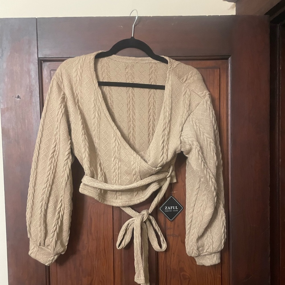 Sweater wrap crop top